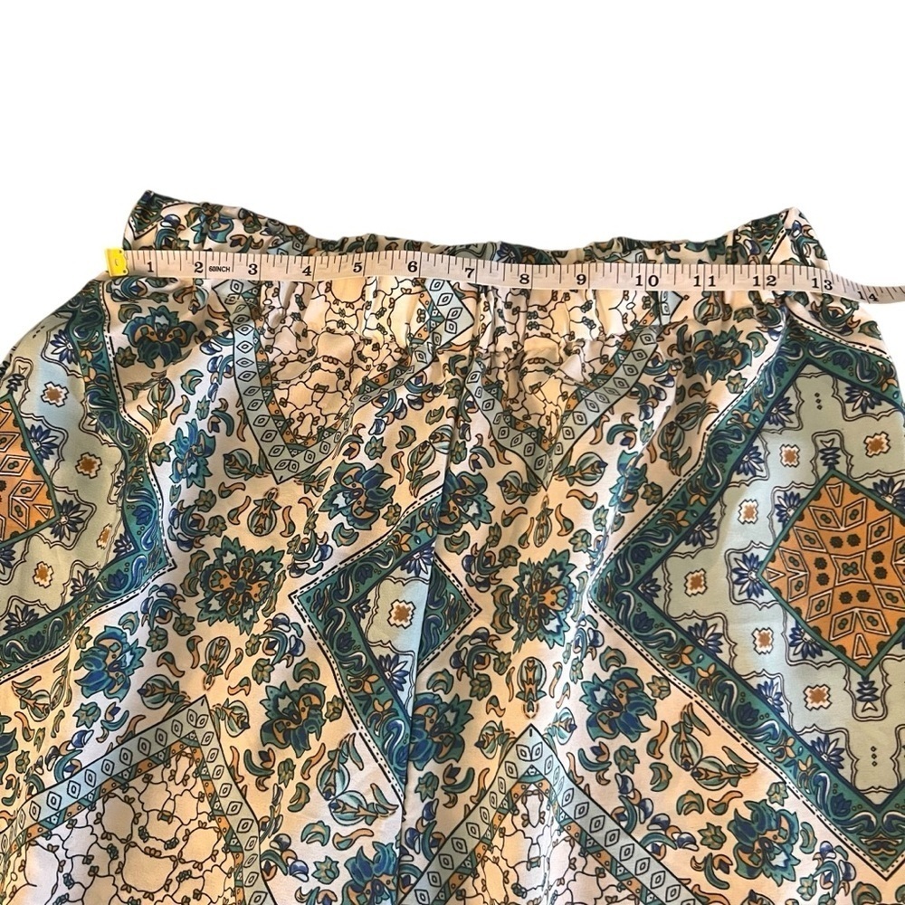 SHEIN Print Pants in Teal Gold Blue SZ M - Picture 2 of 4